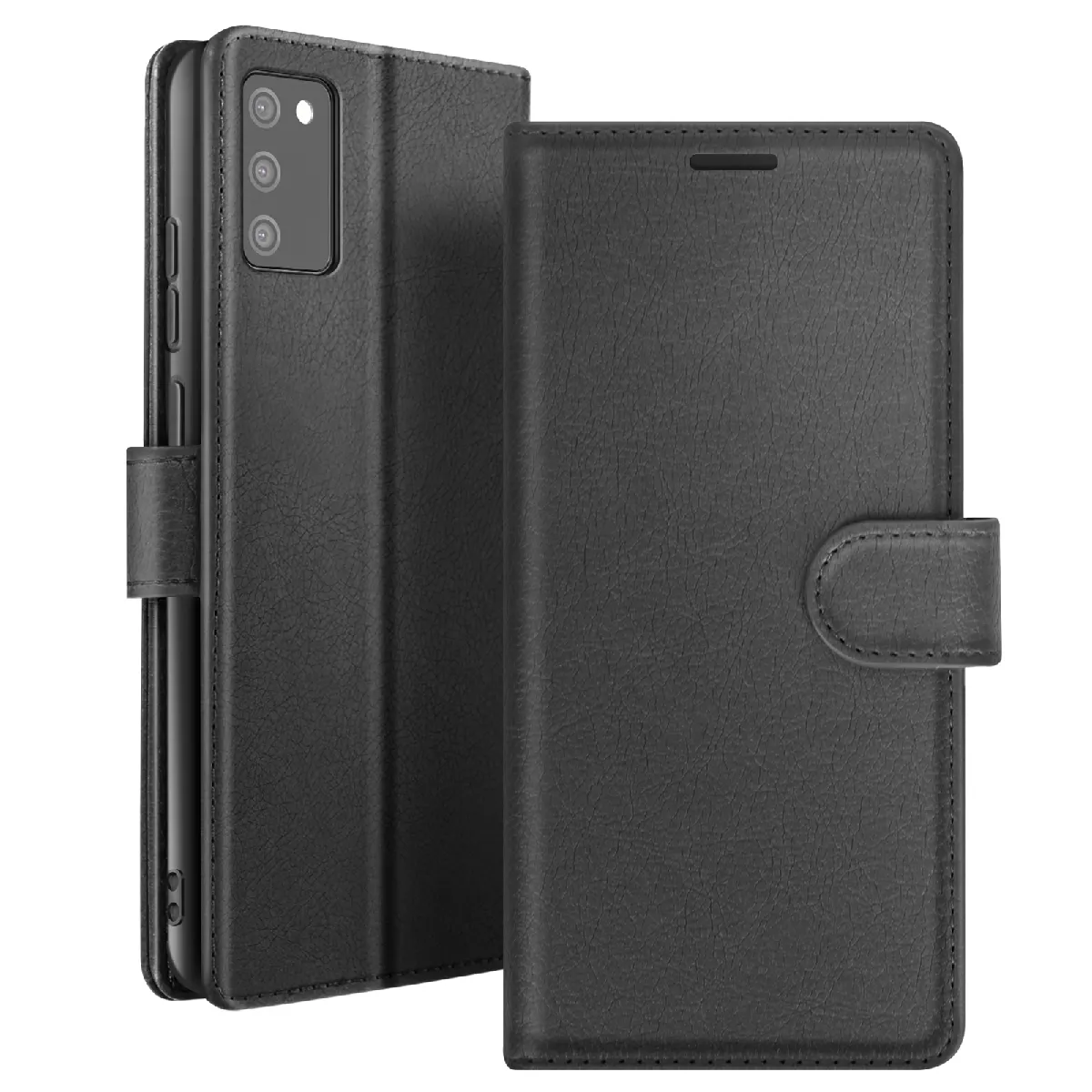 Étui Portefeuille Pour Galaxy A02s / A03s Avec Support Et Languette Magnétique Noir Zanaé