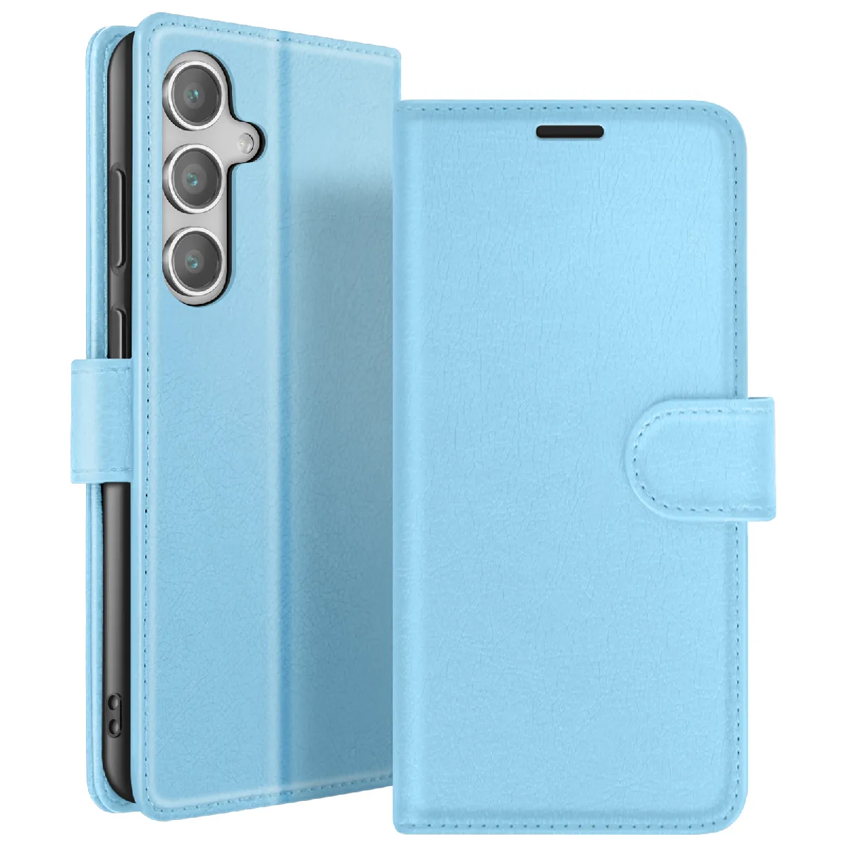 Étui Portefeuille Pour Galaxy S24 Fe Fonction Support Et Languette Magnétique Bleu Clair Zanaé