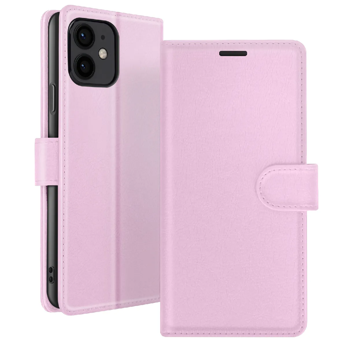 Étui Portefeuille Pour Iphone 12 Mini Fonction Support Et Languette Magnétique Rose Zanaé