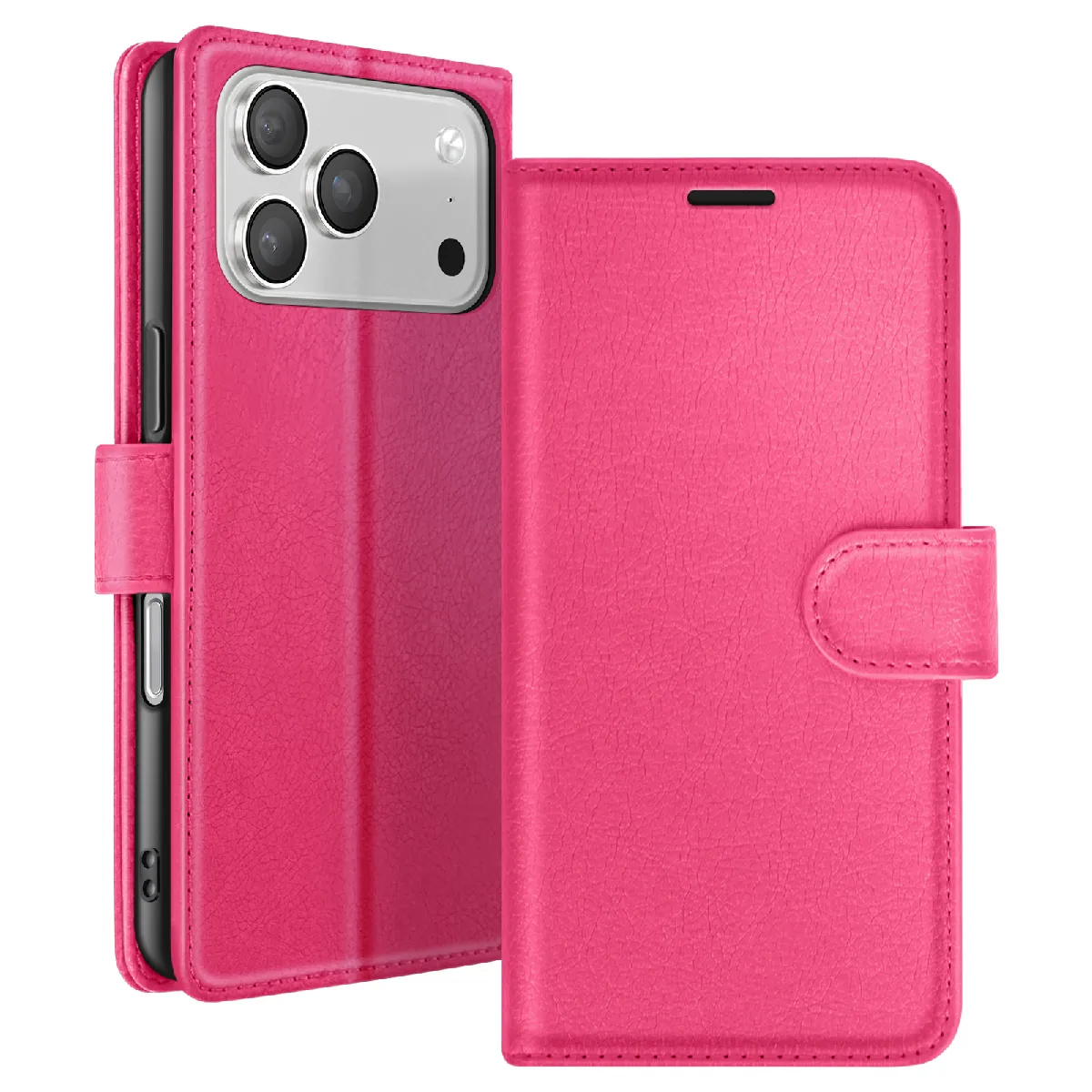 Étui Portefeuille Pour Iphone 17 Pro Avec Support Et Languette Magnétique Fuchsia Zanaé