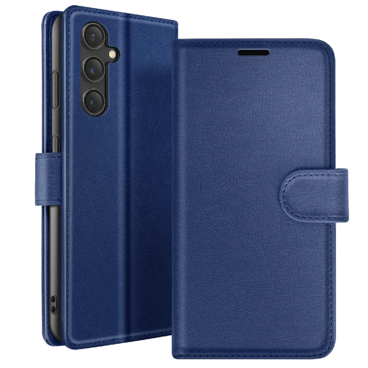 Étui Portefeuille Pour Galaxy S23 Fe Fonction Support Et Languette Magnétique Bleu Nuit Zanaé