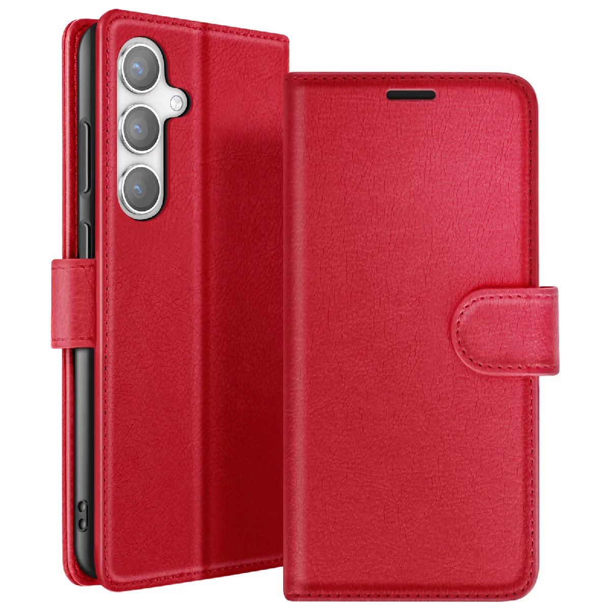 Étui Portefeuille Pour Galaxy S24 Plus Avec Support Et Languette Magnétique Rouge Zanaé