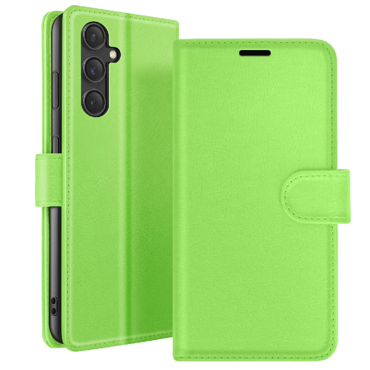Étui Portefeuille Pour Galaxy S23 Fe Fonction Support Et Languette Magnétique Vert Zanaé