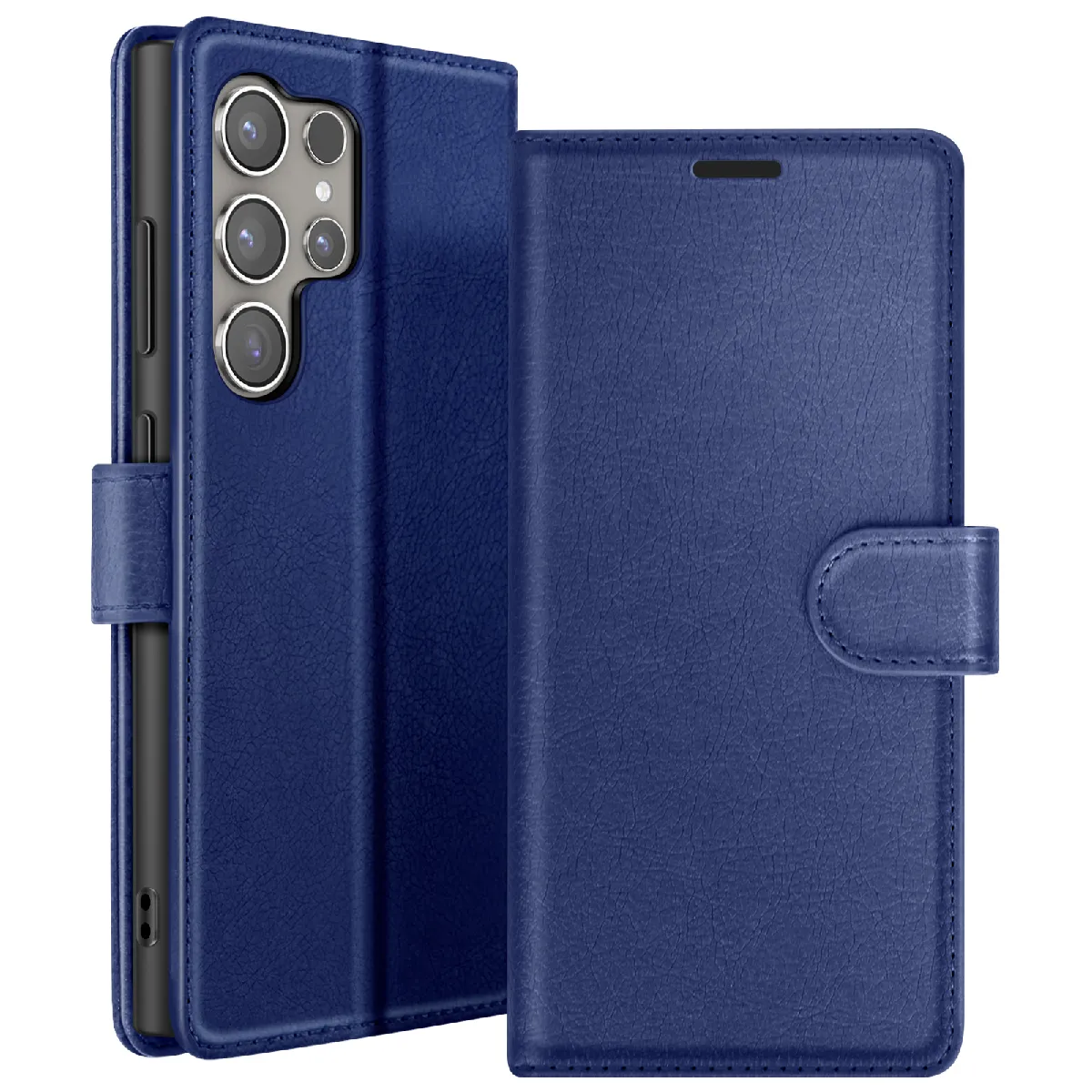 Étui Portefeuille Pour Galaxy S24 Ultra Avec Support Et Languette Magnétique Bleu Nuit Zanaé