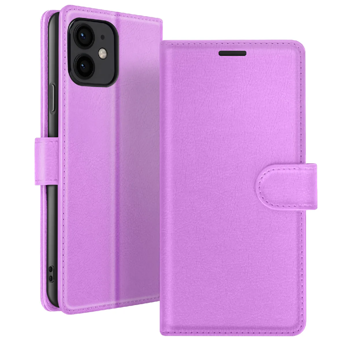 Étui Portefeuille Pour Iphone 12 Mini Fonction Support Et Languette Magnétique Violet Zanaé