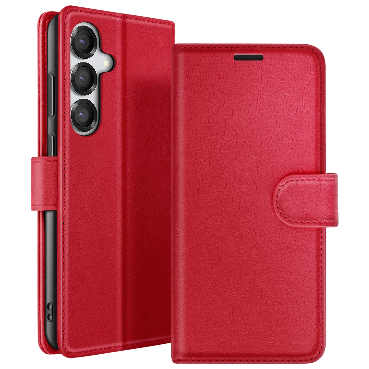 Étui Portefeuille Pour Galaxy S25 / S24 Avec Support Et Languette Magnétique Rouge Zanaé