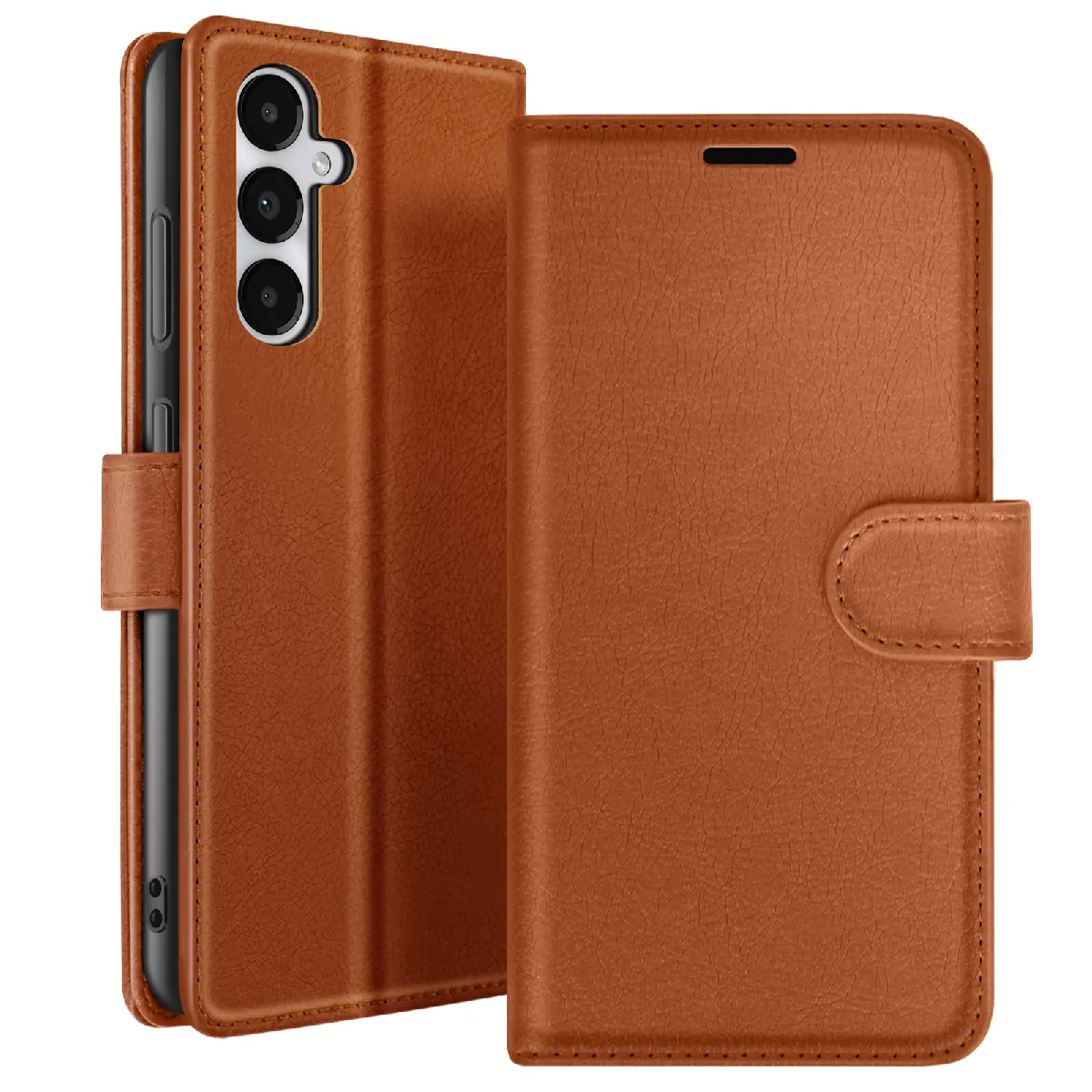 Étui Portefeuille Pour Galaxy A05s Avec Fonction Support Et Languette Magnétique Marron Zanaé