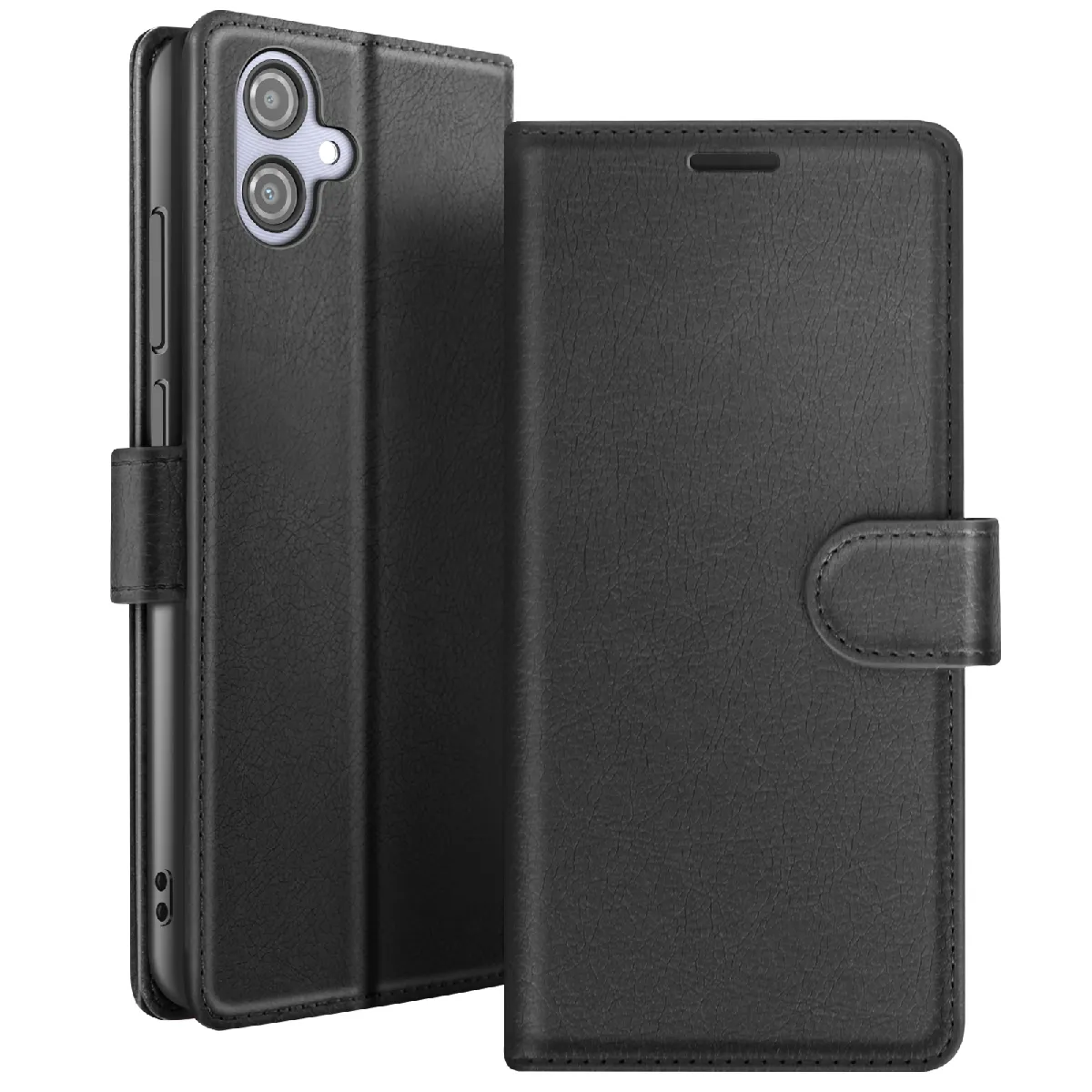 Étui Portefeuille Pour Galaxy A04e Avec Fonction Support Et Languette Magnétique Noir Zanaé