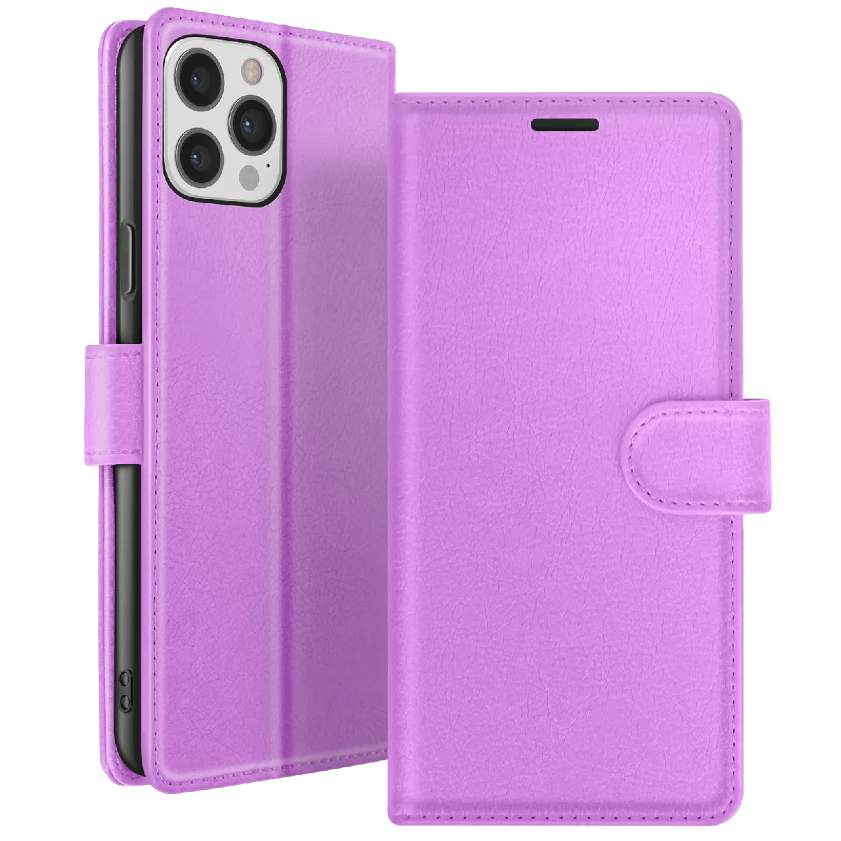 Étui Portefeuille Pour Iphone 12 Pro Max Avec Support Et Languette Magnétique Violet Zanaé