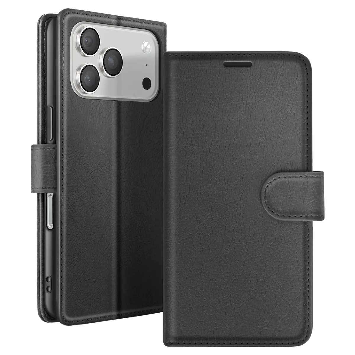 Étui Portefeuille Pour Iphone 17 Pro Avec Support Et Languette Magnétique Noir Zanaé