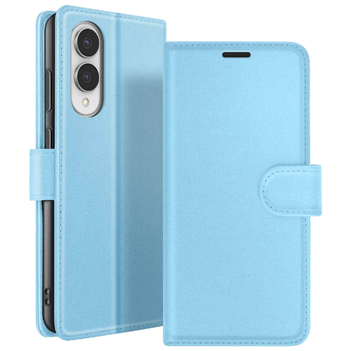 Étui Portefeuille Pour Galaxy S25 Edge Avec Support Et Languette Magnétique Bleu Clair Zanaé
