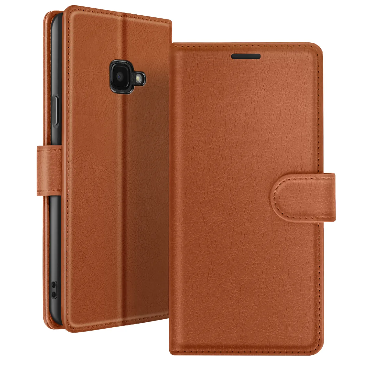 Étui Portefeuille Pour Galaxy Xcover 4 / 4s Avec Support Et Languette Magnétique Marron Zanaé