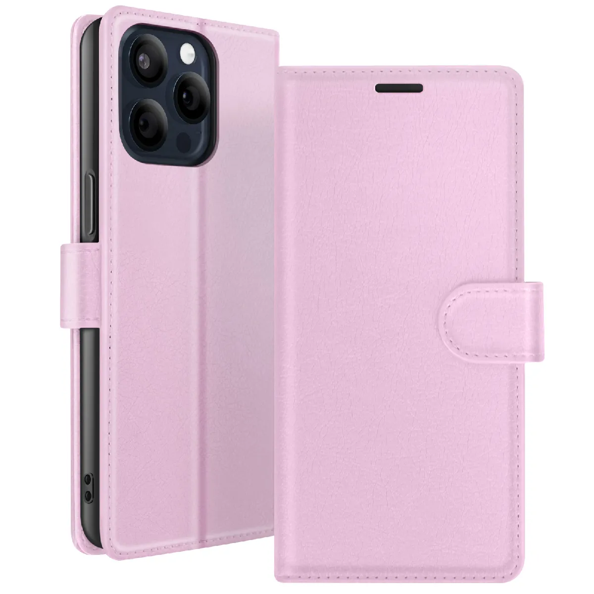 Étui Portefeuille Pour Iphone 15 Pro Max Avec Support Et Languette Magnétique Rose Zanaé