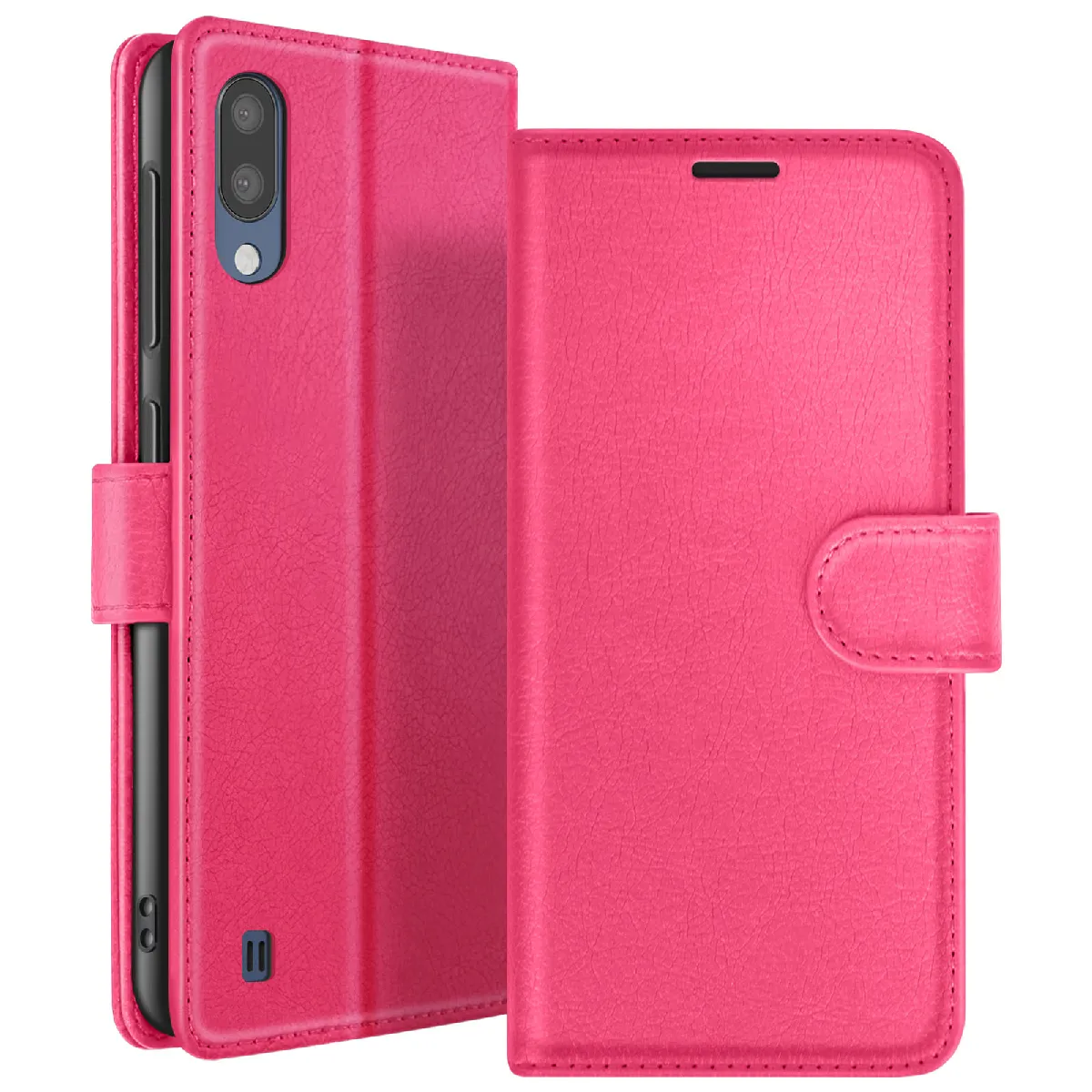 Étui Portefeuille Pour Galaxy M10 Avec Fonction Support Et Languette Magnétique Fuchsia Zanaé