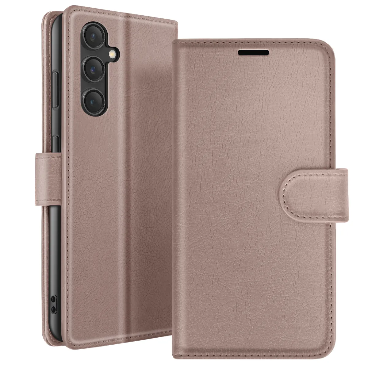 Étui Portefeuille Pour Galaxy S23 Fe Fonction Support Et Languette Magnétique Taupe Zanaé