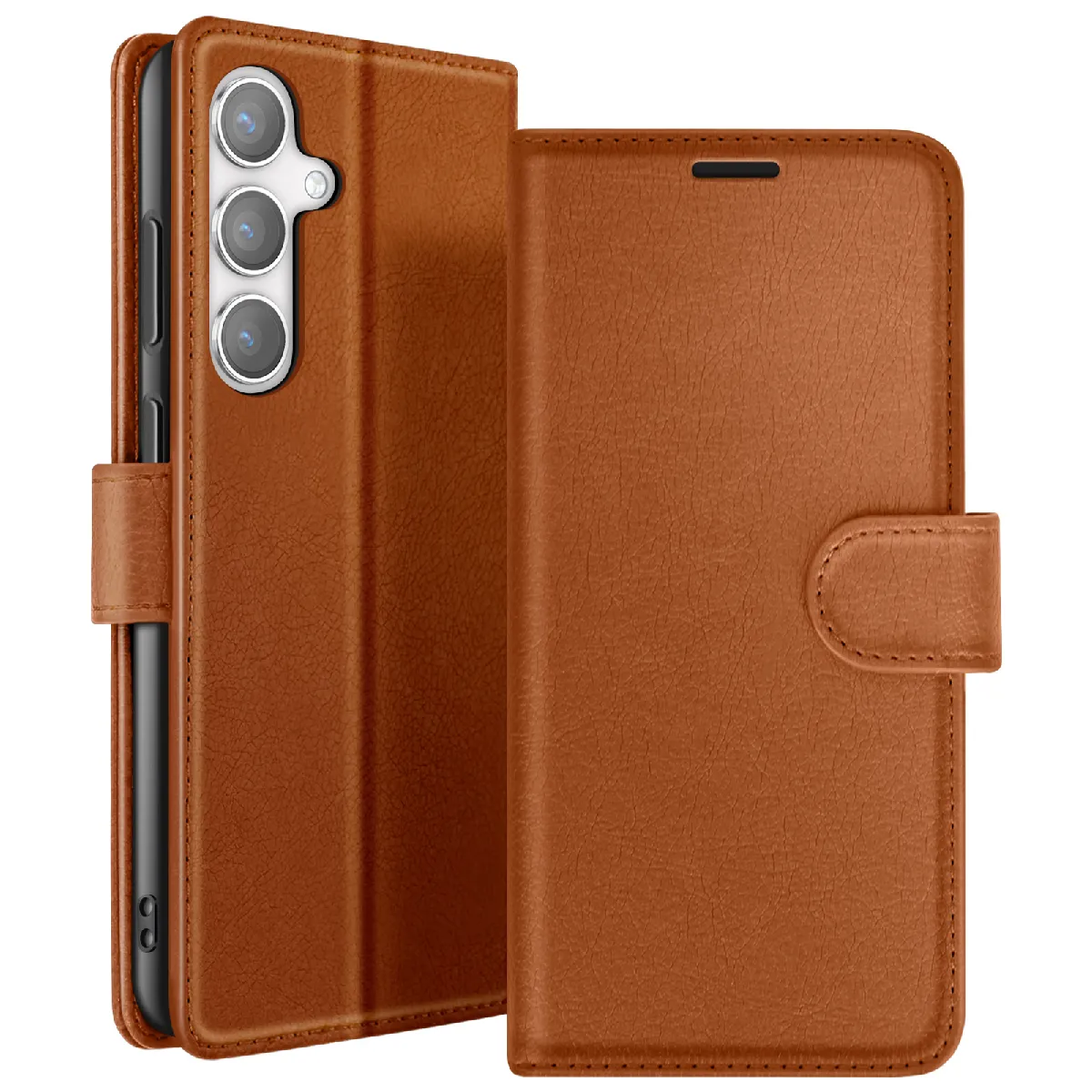 Étui Portefeuille Pour Galaxy S24 Plus Avec Support Et Languette Magnétique Marron Zanaé