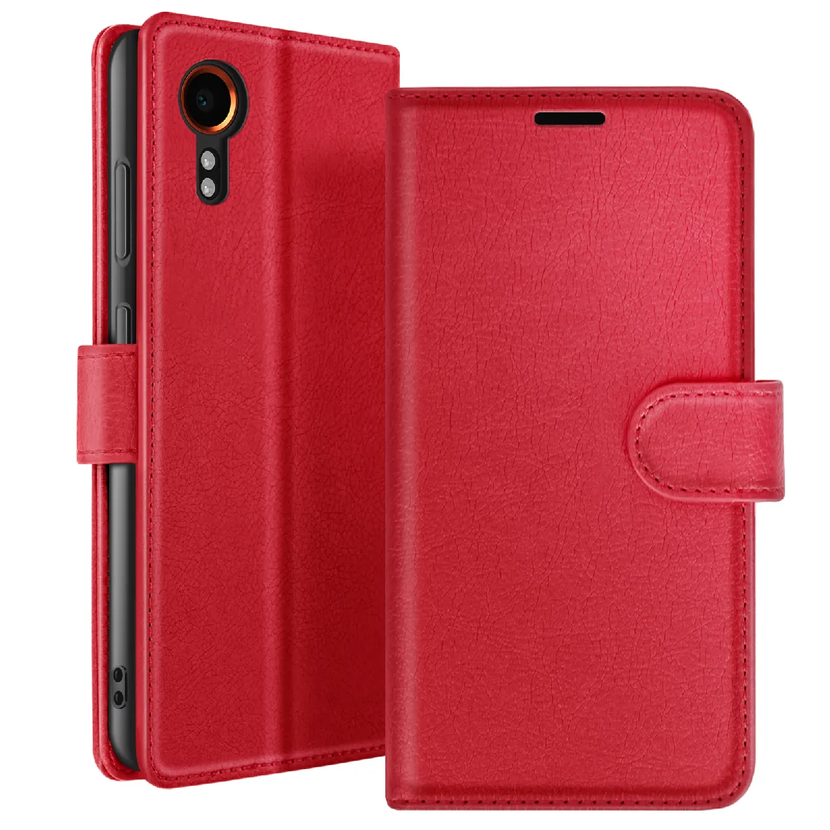 Étui Portefeuille Pour Galaxy Xcover 7 Avec Support Et Languette Magnétique Rouge Zanaé