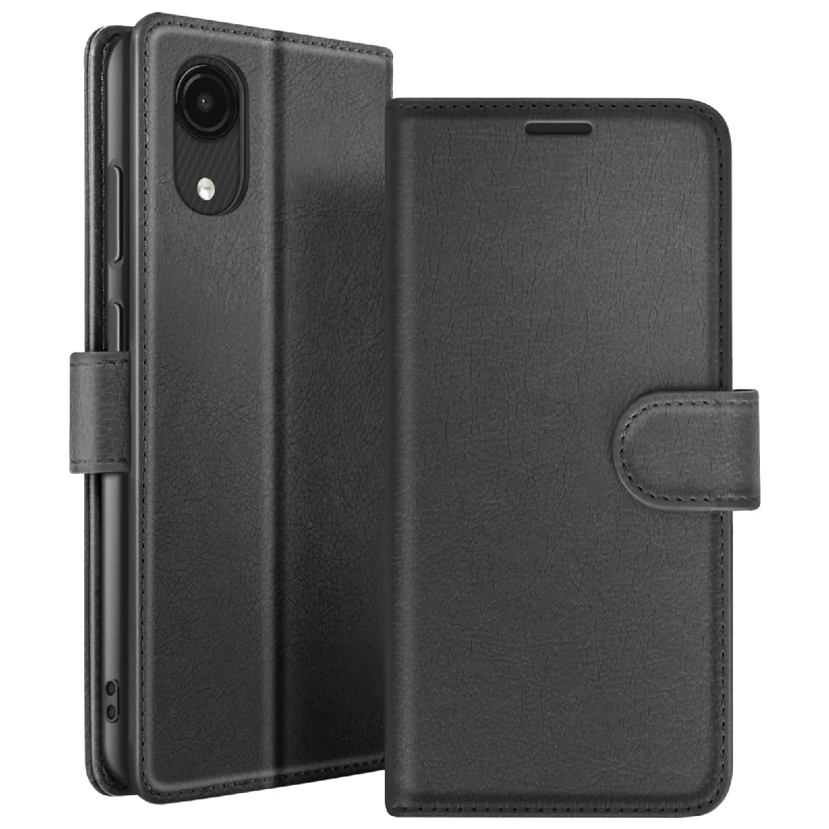 Étui Portefeuille Pour Galaxy A03 Core Avec Support Et Languette Magnétique Noir Zanaé