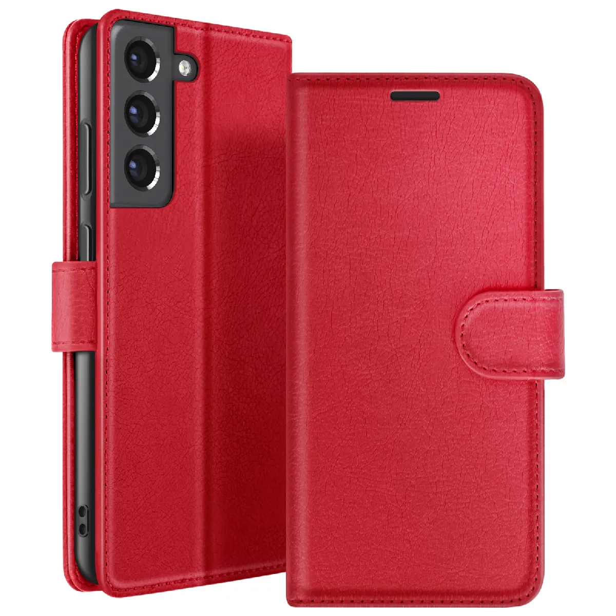 Étui Portefeuille Pour Galaxy S21 Fe 5g Avec Support Et Languette Magnétique Rouge Zanaé