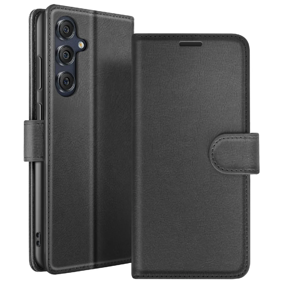 Étui Portefeuille Pour Galaxy M55 Avec Fonction Support Et Languette Magnétique Noir Zanaé