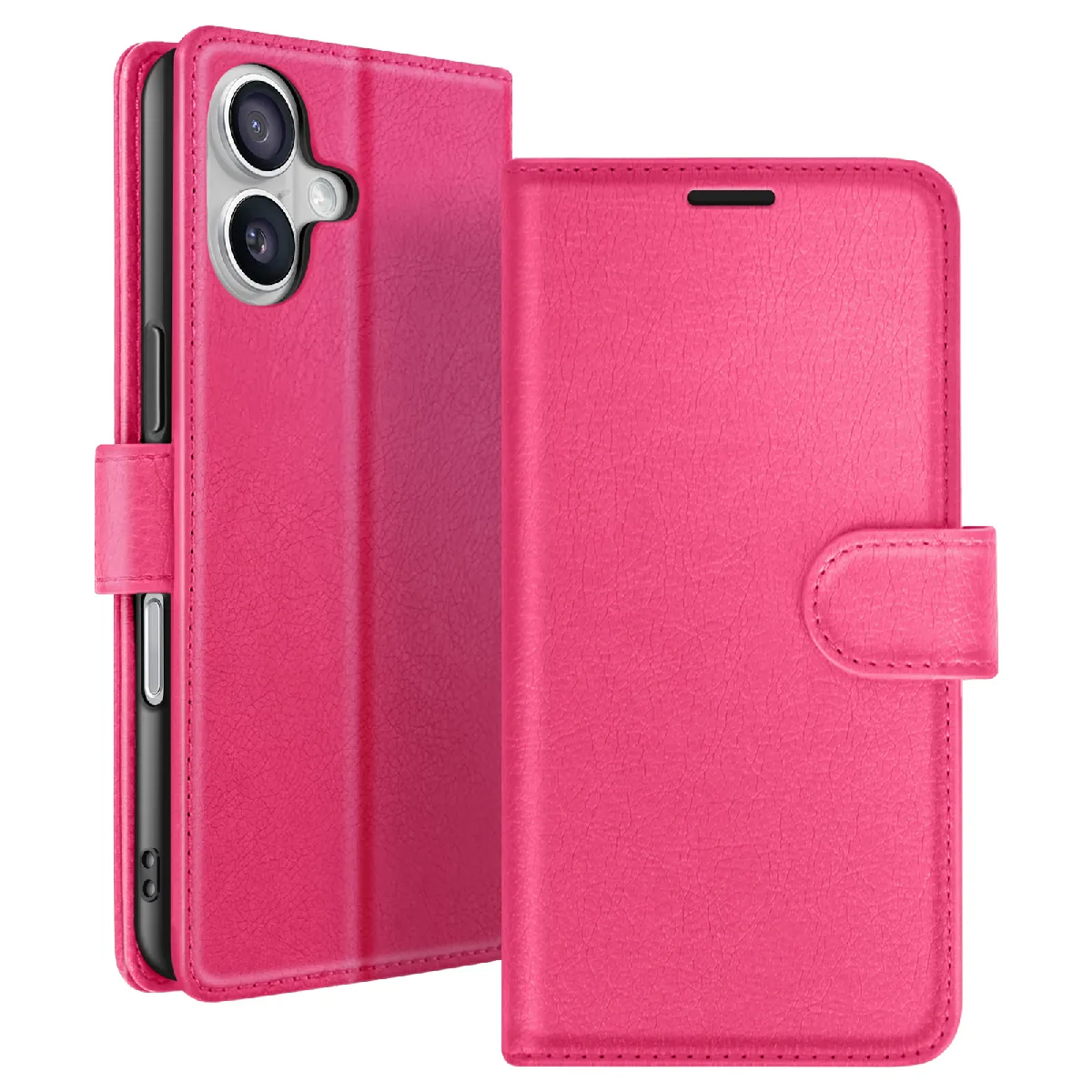 Étui Portefeuille Pour Iphone 17 Air Fonction Support Et Languette Magnétique Fuchsia Zanaé