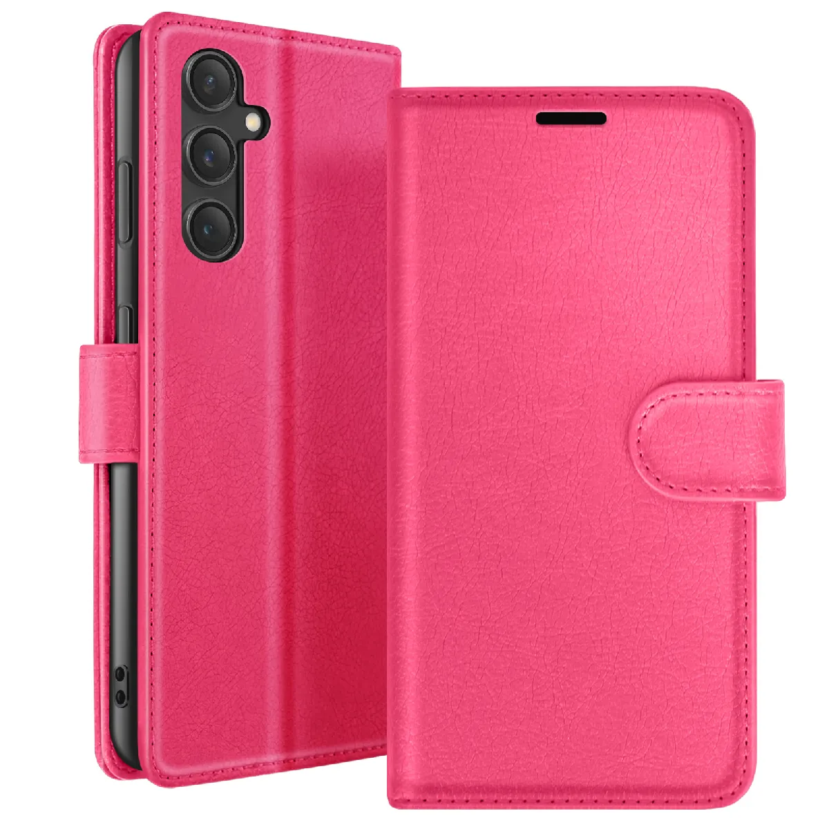 Étui Portefeuille Pour Galaxy S23 Fe Fonction Support Et Languette Magnétique Fuchsia Zanaé