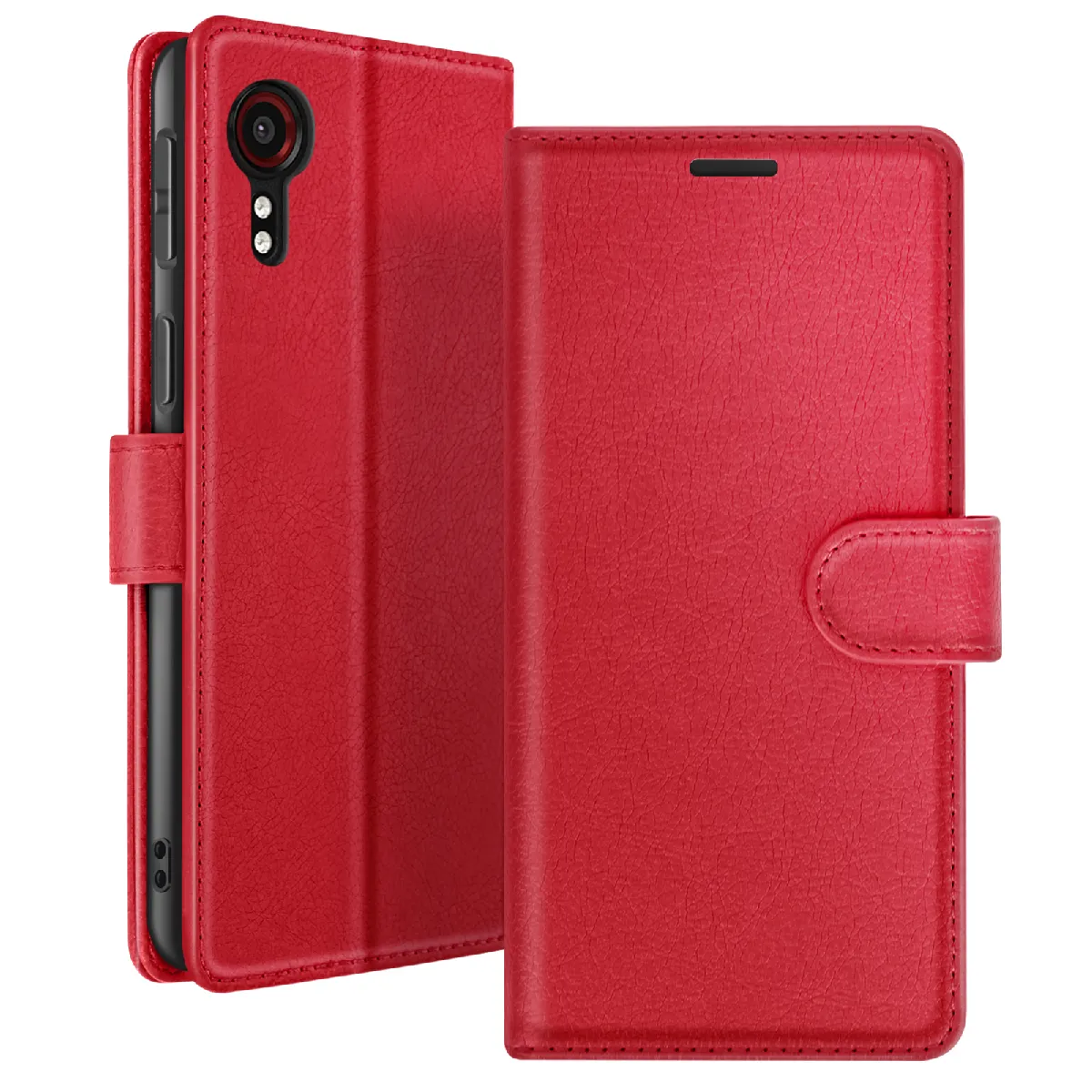 Étui Portefeuille Pour Galaxy Xcover 5 Avec Support Et Languette Magnétique Rouge Zanaé