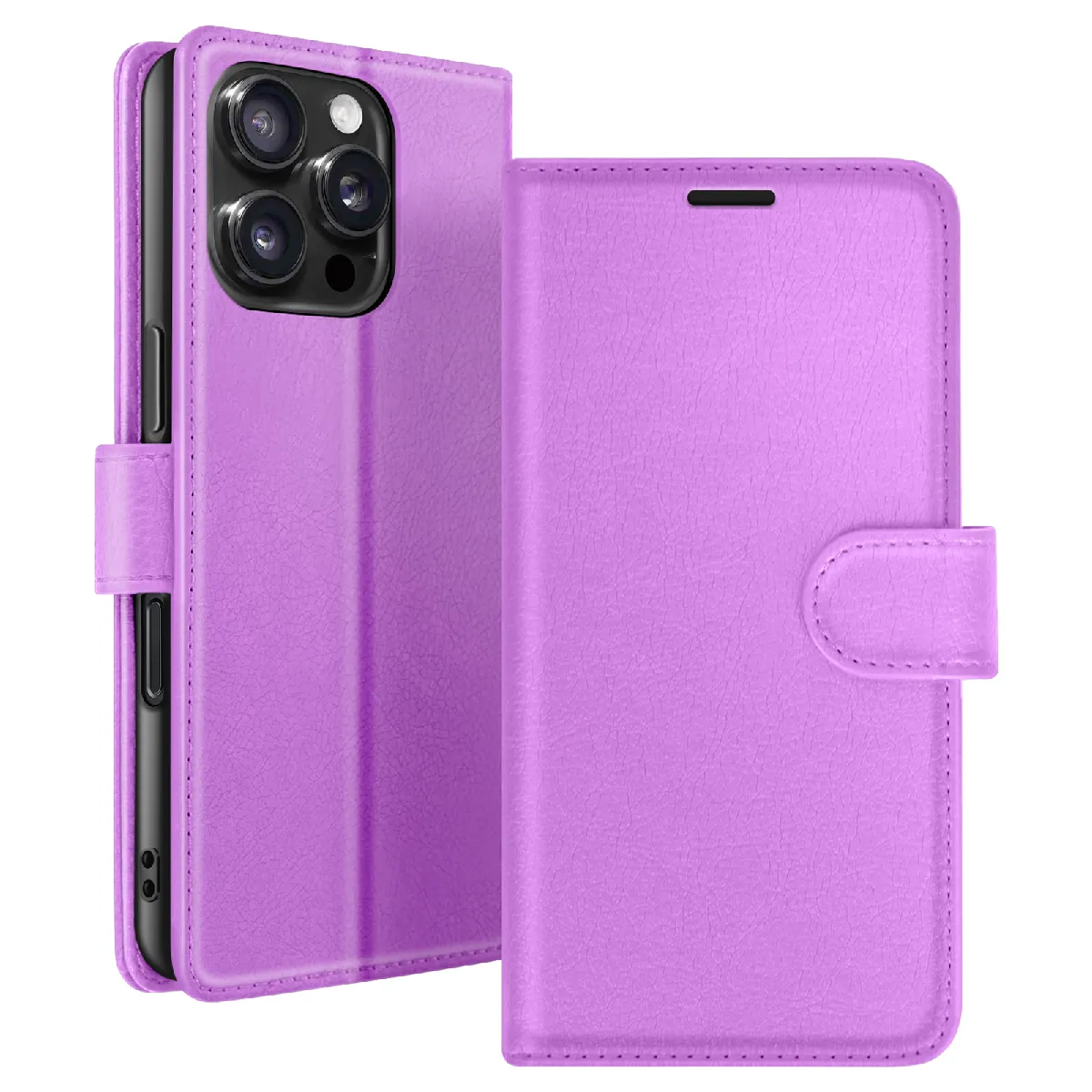 Étui Portefeuille Pour Iphone 16 Pro Fonction Support Et Languette Magnétique Violet Zanaé