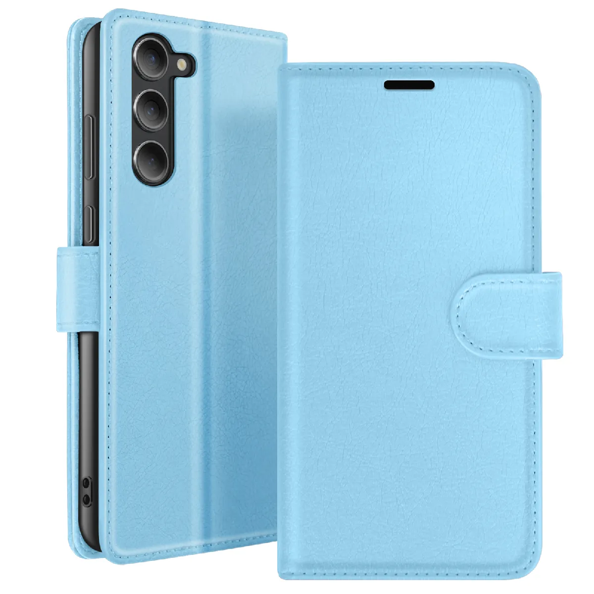 Étui Portefeuille Pour Galaxy S23 Avec Fonction Support Et Languette Magnétique Bleu Clair Zanaé