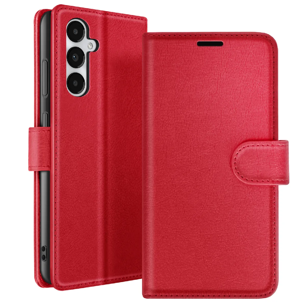 Étui Portefeuille Pour Galaxy A05s Avec Fonction Support Et Languette Magnétique Rouge Zanaé