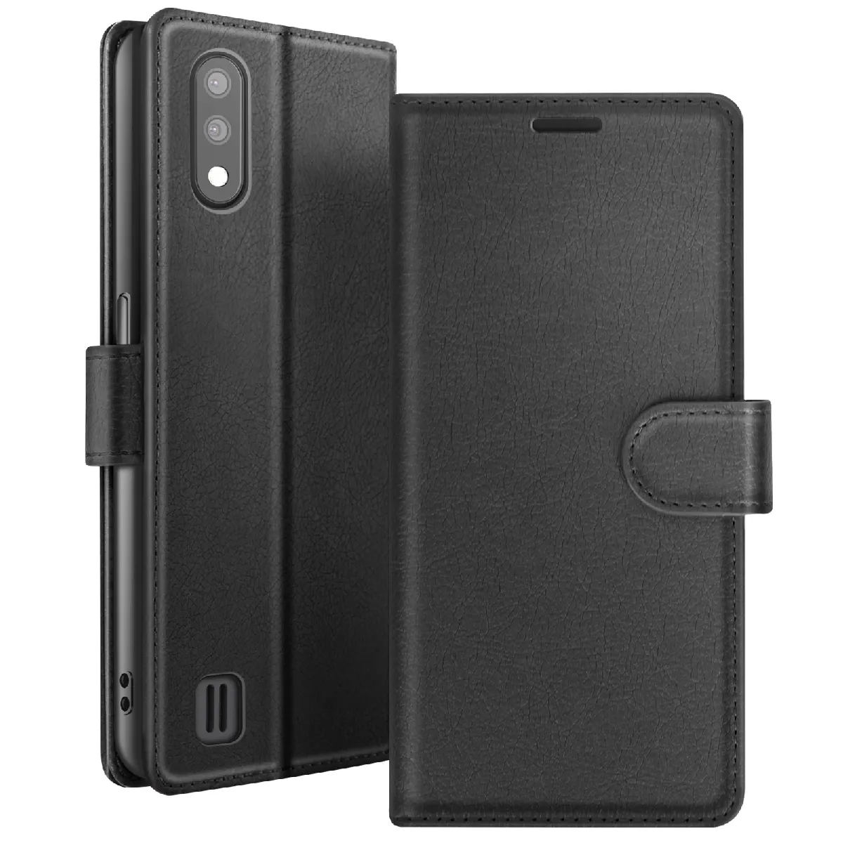 Étui Portefeuille Pour Galaxy A01 Avec Fonction Support Et Languette Magnétique Noir Zanaé