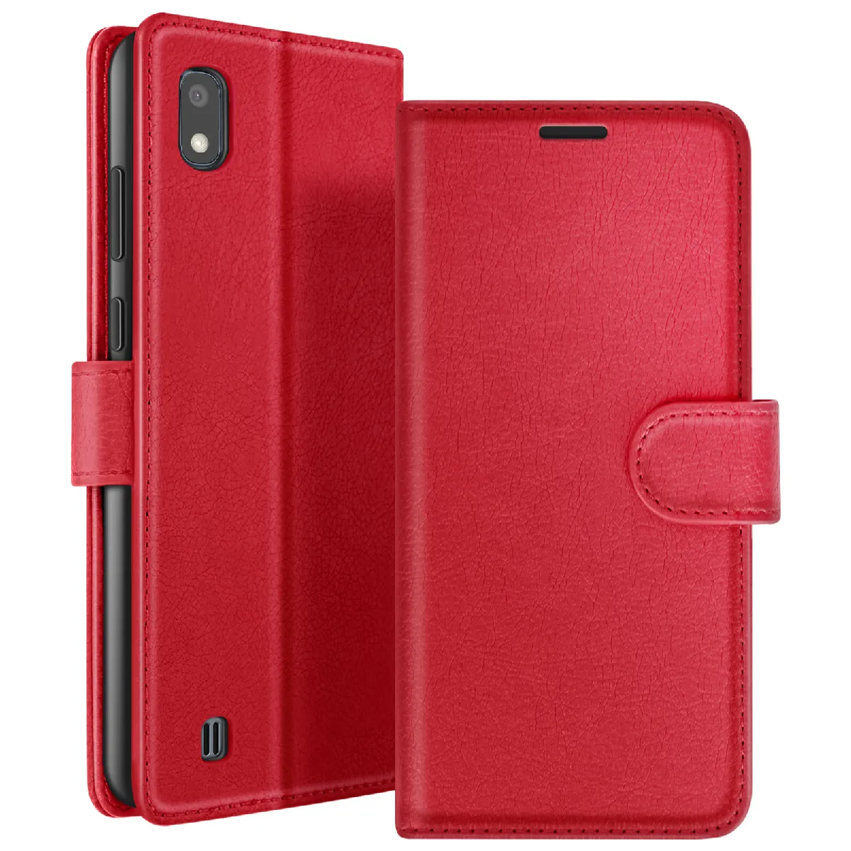 Étui Portefeuille Pour Galaxy A10 Avec Fonction Support Et Languette Magnétique Rouge Zanaé