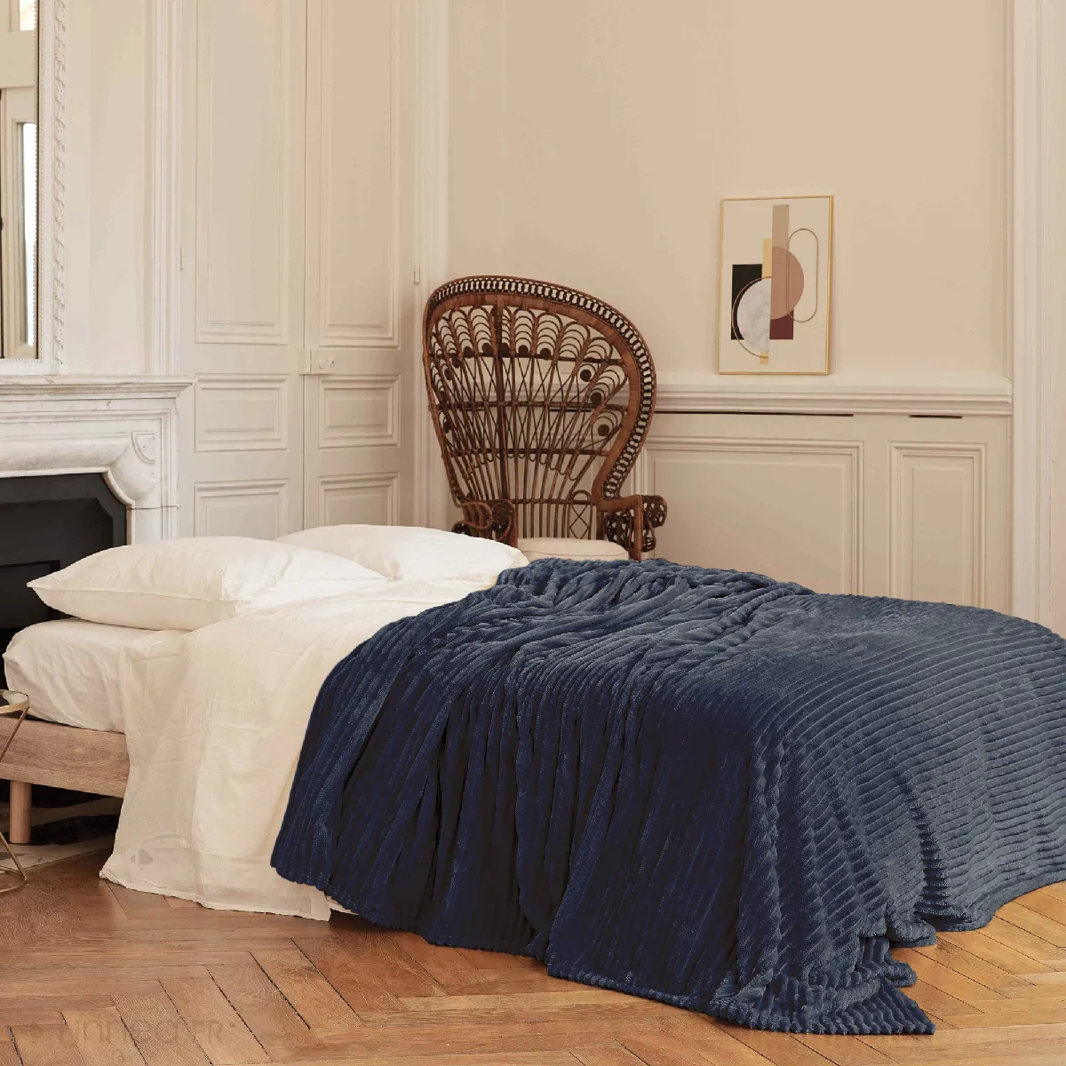 Couverture 100% Polyester 220x240 Cm Microvelours Dolce Gris Acier