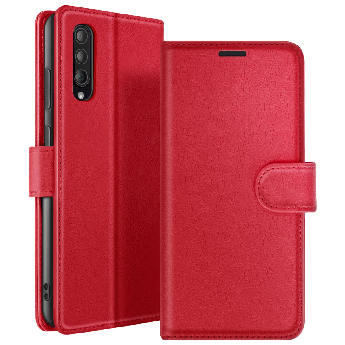 Étui Portefeuille Pour Galaxy A30s / A50 / A50s Support Et Languette Magnétique Rouge Zanaé