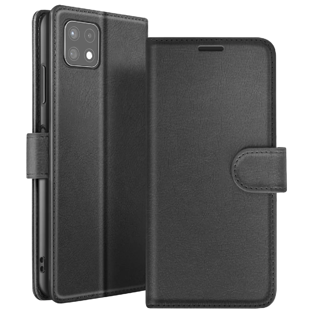 Étui Portefeuille Pour Galaxy A22 5g Avec Support Et Languette Magnétique Noir Zanaé