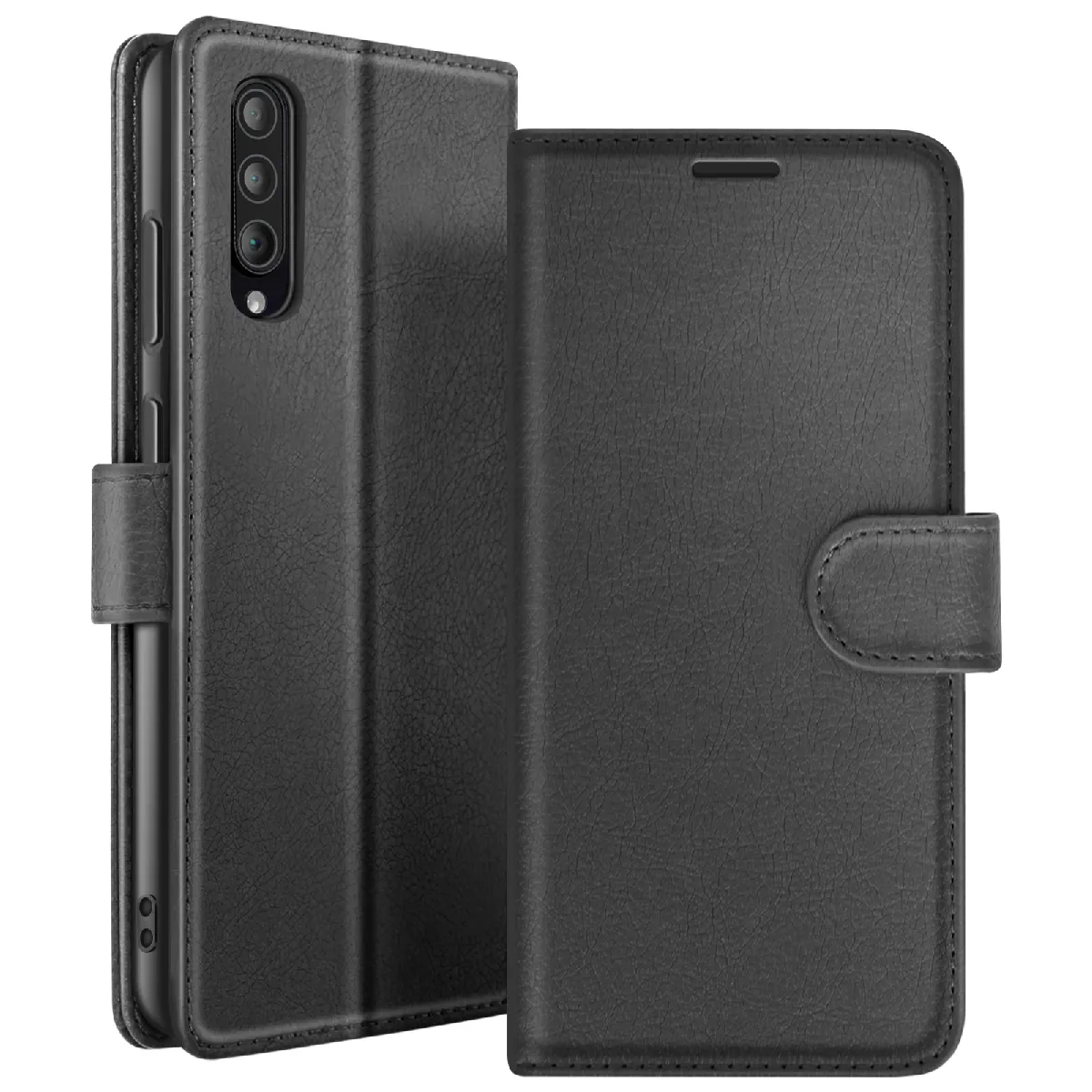 Étui Portefeuille Pour Galaxy A30s / A50 / A50s Support Et Languette Magnétique Noir Zanaé