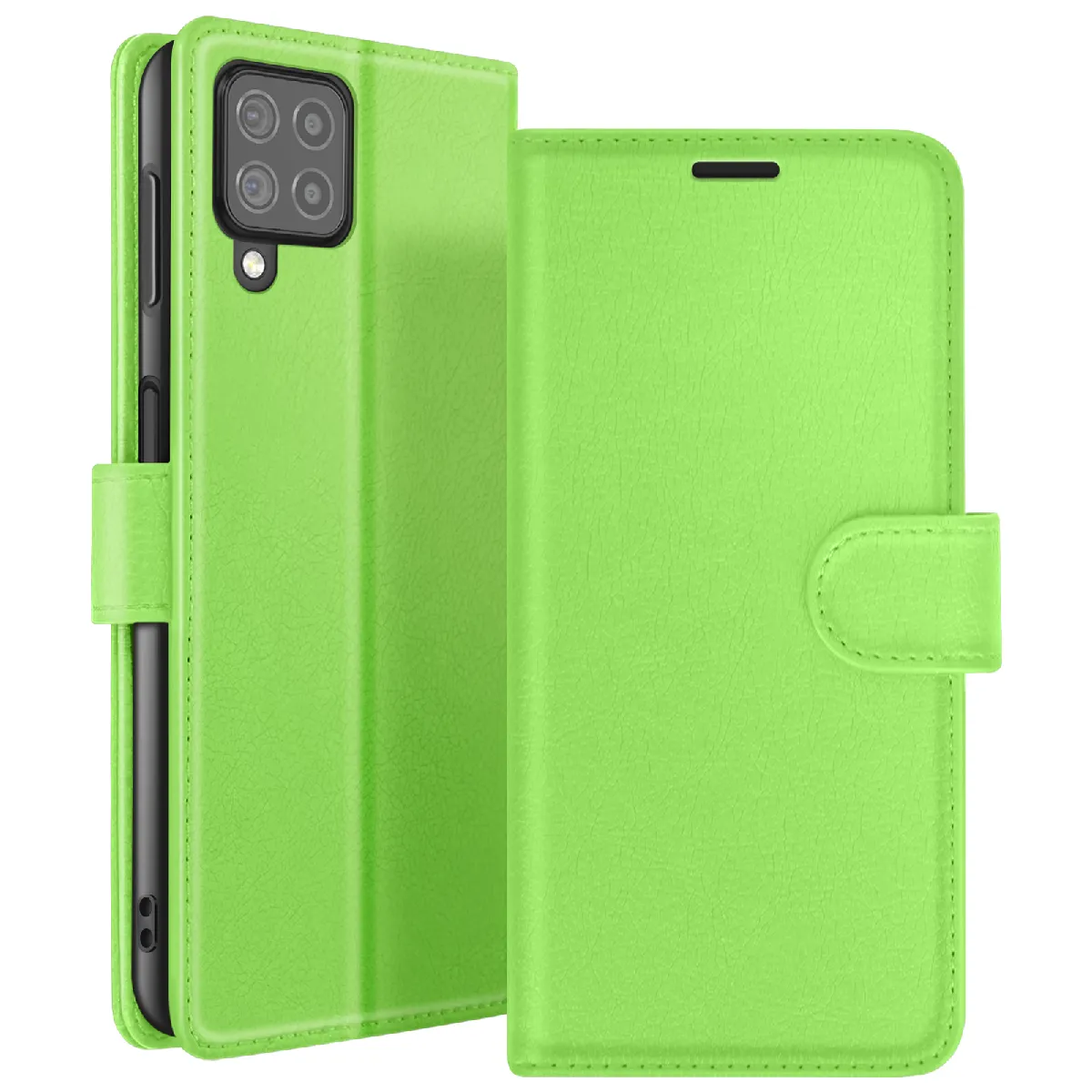Étui Portefeuille Pour Galaxy M22 / M32 / A22 Support Et Languette Magnétique Vert Zanaé
