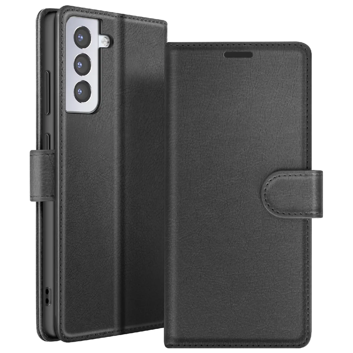 Étui Portefeuille Pour Galaxy S21 Plus Avec Support Et Languette Magnétique Noir Zanaé