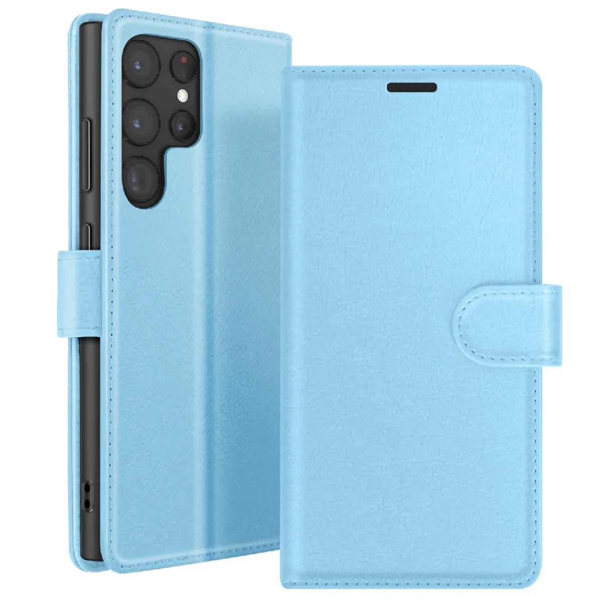 Étui Portefeuille Pour Samsung Galaxy S22 Ultra Support Et Languette Bleu Zanaé