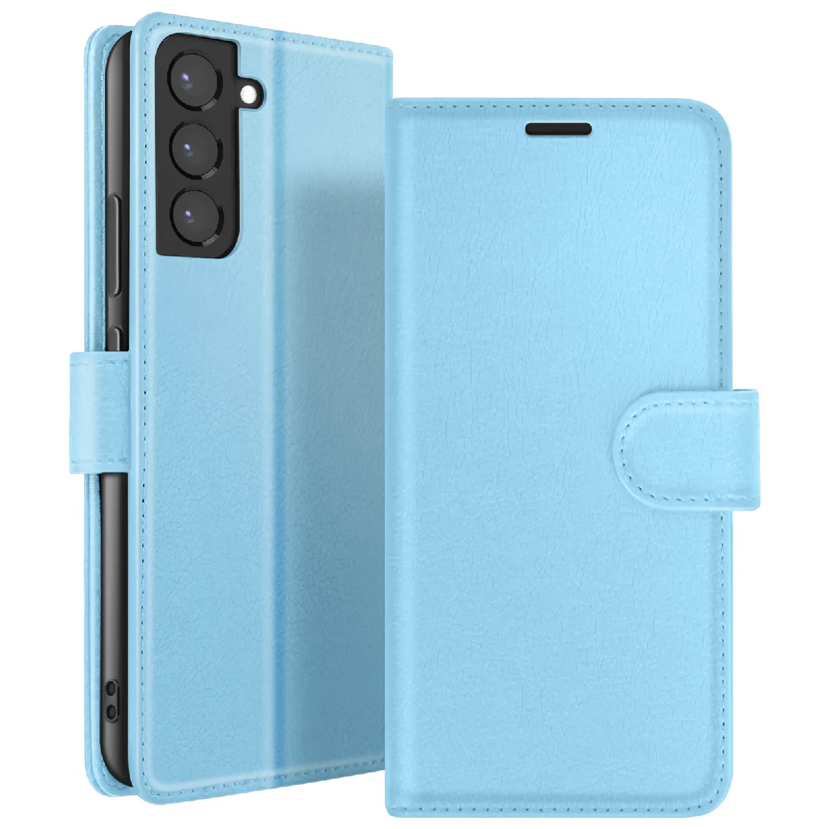 Étui Portefeuille Pour Samsung Galaxy S22 Plus Support Et Languette Bleu Zanaé