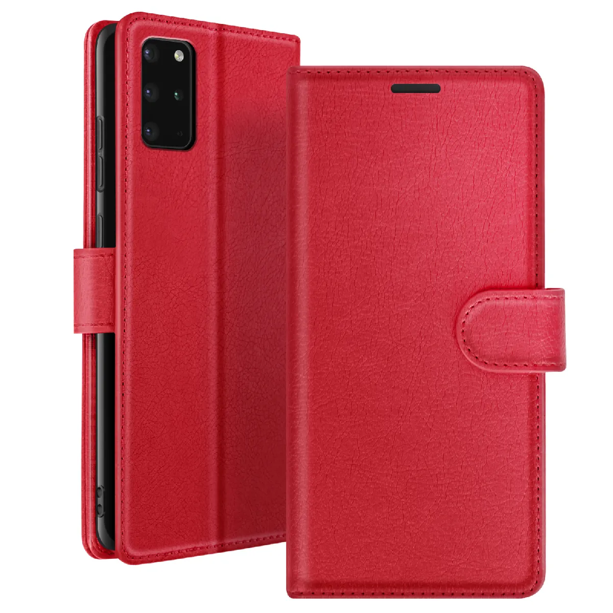 Étui Portefeuille Pour Galaxy S20 Avec Fonction Support Et Languette Magnétique Rouge Zanaé