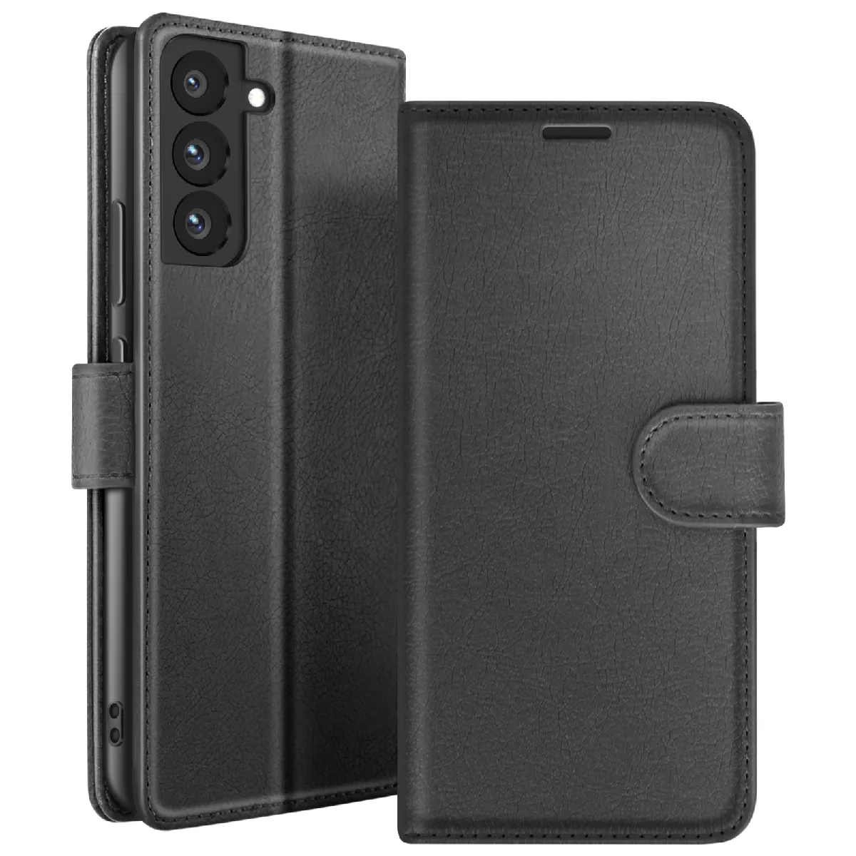 Étui Portefeuille Pour Samsung Galaxy S22 Support Et Languette Noir Zanaé