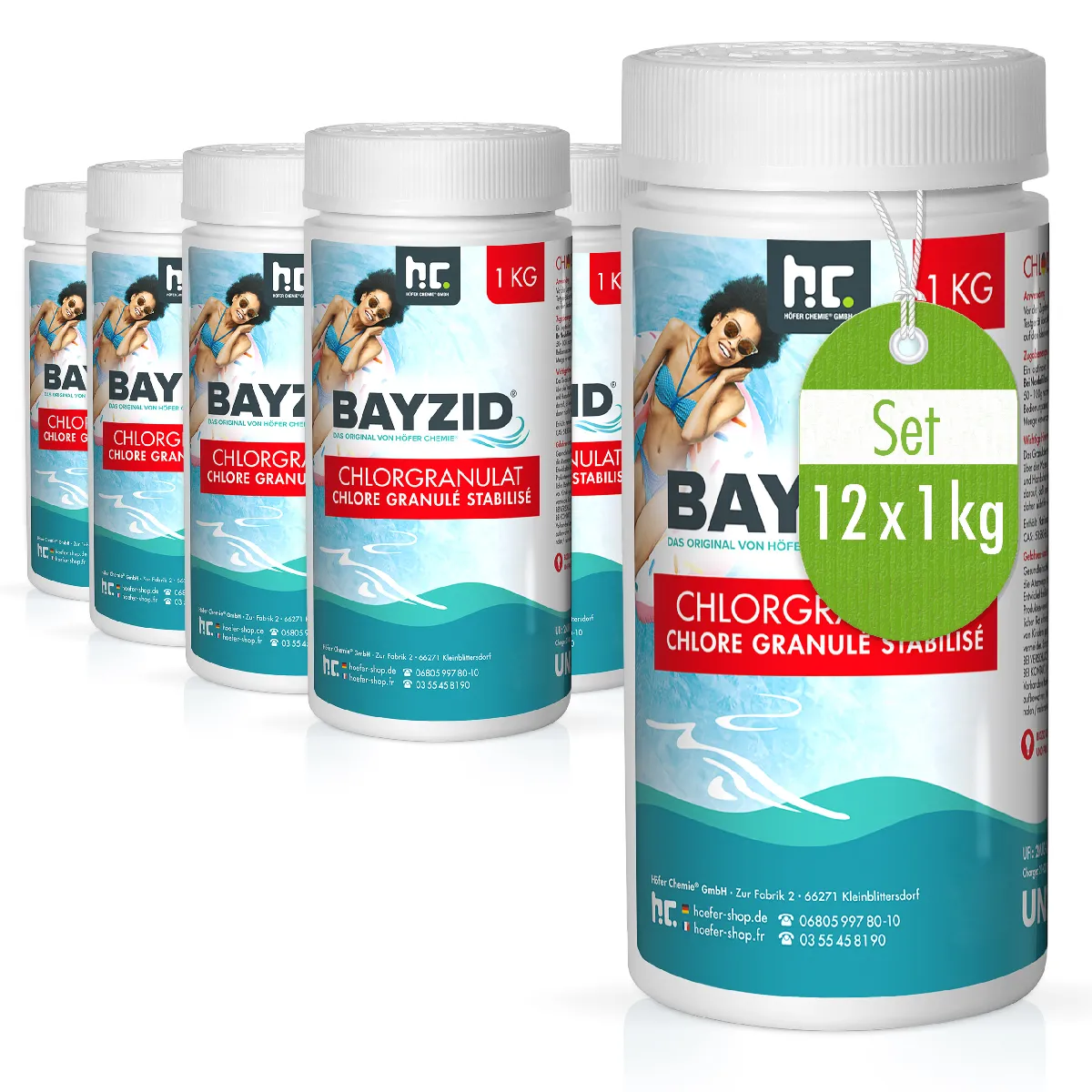 Granulé De Chlore Choc Stabilisé Bayzid® - Pot De 12 X 1 Kg Pour Désinfection Rapide Et Entretien Efficace De Piscine