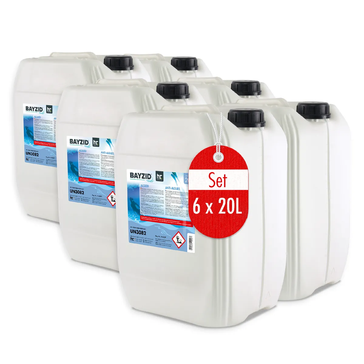 Anti-algues Bayzid® 6 X 20 L - Algicide Préventif Pour Piscines Contre Algues, Champignons Et Bactéries
