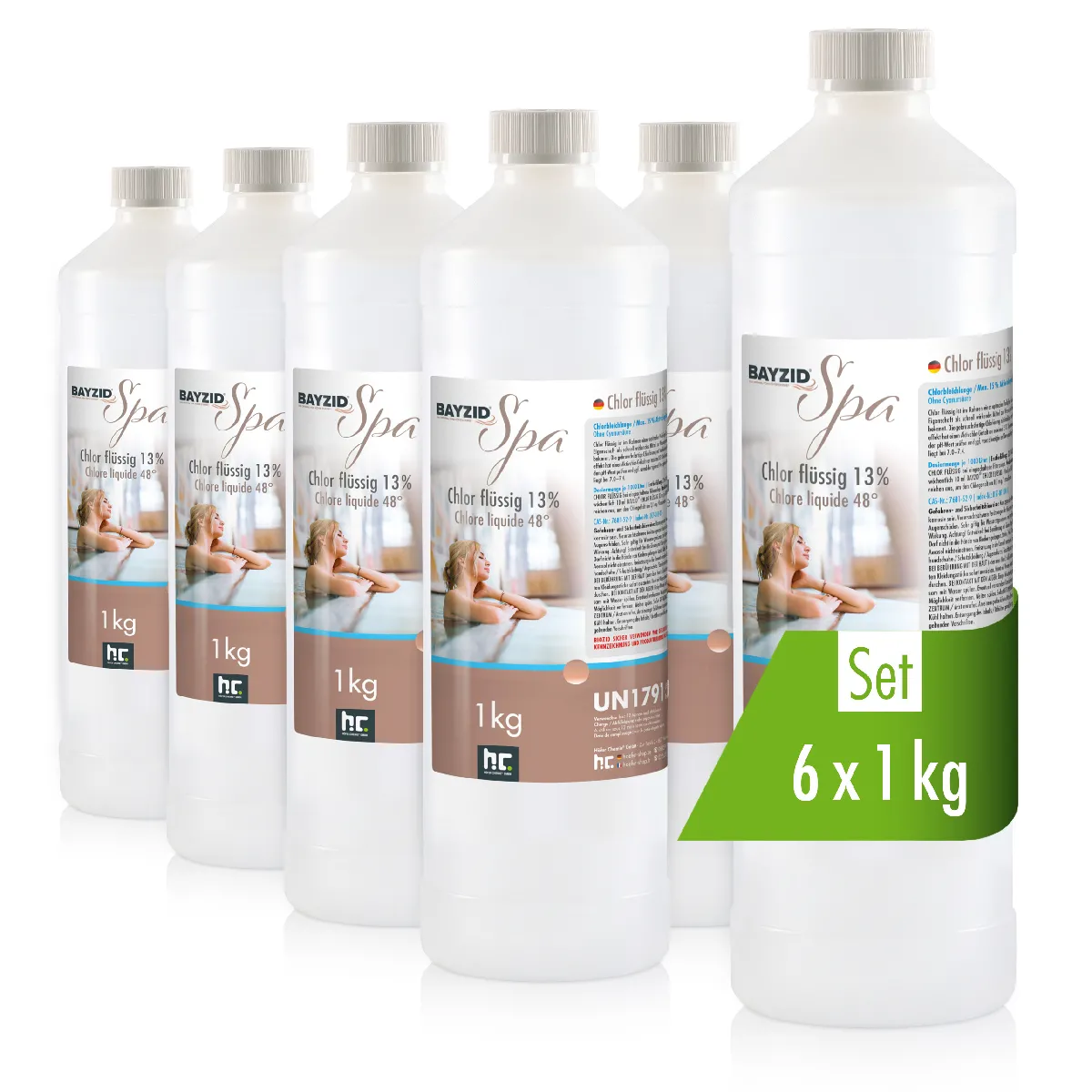 Chlore Liquide Bayzid® Spa 6 X 1 Kg - Désinfectant Rapide Et Puissant Pour Spas, Jacuzzis Et Pataugeoires