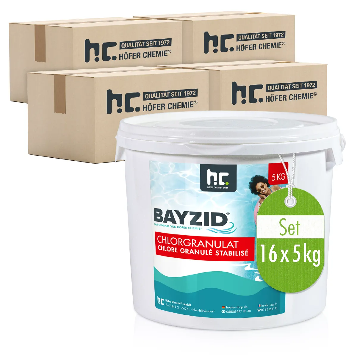 Granulé De Chlore Choc Stabilisé Bayzid® - Sceaux De 16 X 5 Kg Pour Désinfection Rapide Et Entretien Efficace De Piscine