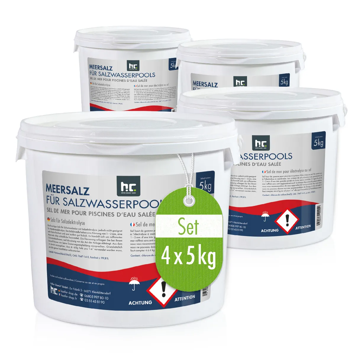 Sel De Piscine 4 X 5 Kg - Haute Pureté Pour Électrolyse Au Sel Et Eau Cristalline