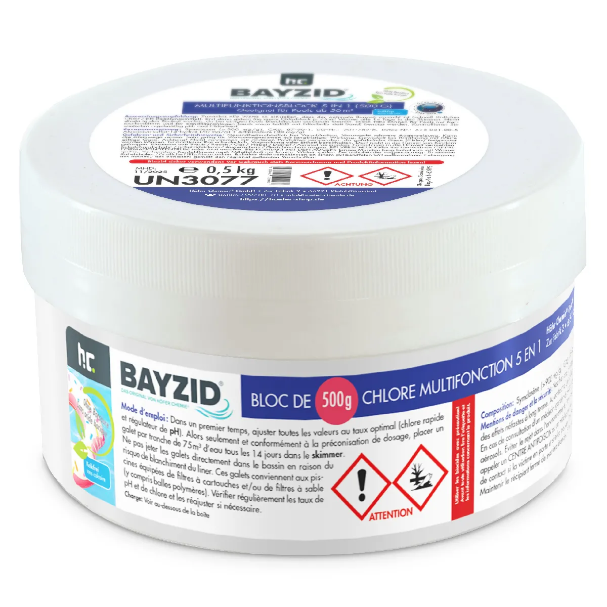Multitabs De Chlore Bayzid® 1 X 500 G - Traitement 5-en-1 Longue Durée Pour Une Eau De Piscine Toujours Claire
