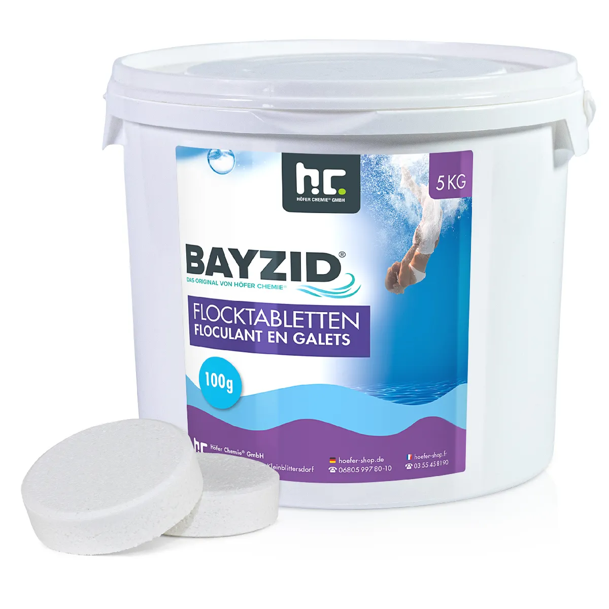 Floculant En Galets Bayzid® 1 X 5 kg (100 g) - Pastilles De Haute Qualité Pour Piscines Avec Filtration À Sable