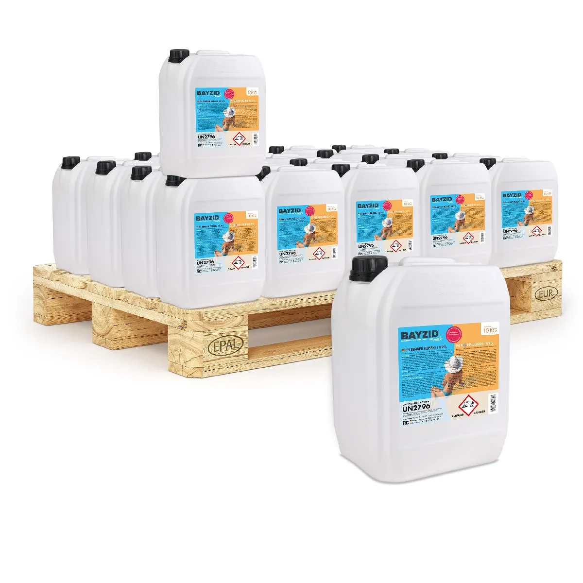 Ph Moins Liquide 14,9% Bayzid® En Bidon 60 X 10 Kg - Abaisseur De Ph Rapide Et Stable Pour Piscine